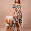Monochrome Bloom Midi Dress — Arvento